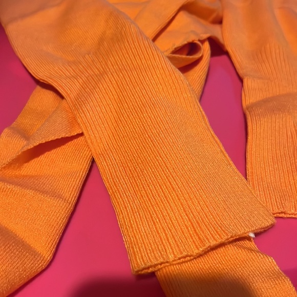 💋Orange Knit 🧶 Open Front Tie Crop Sweater - Picture 5 of 5